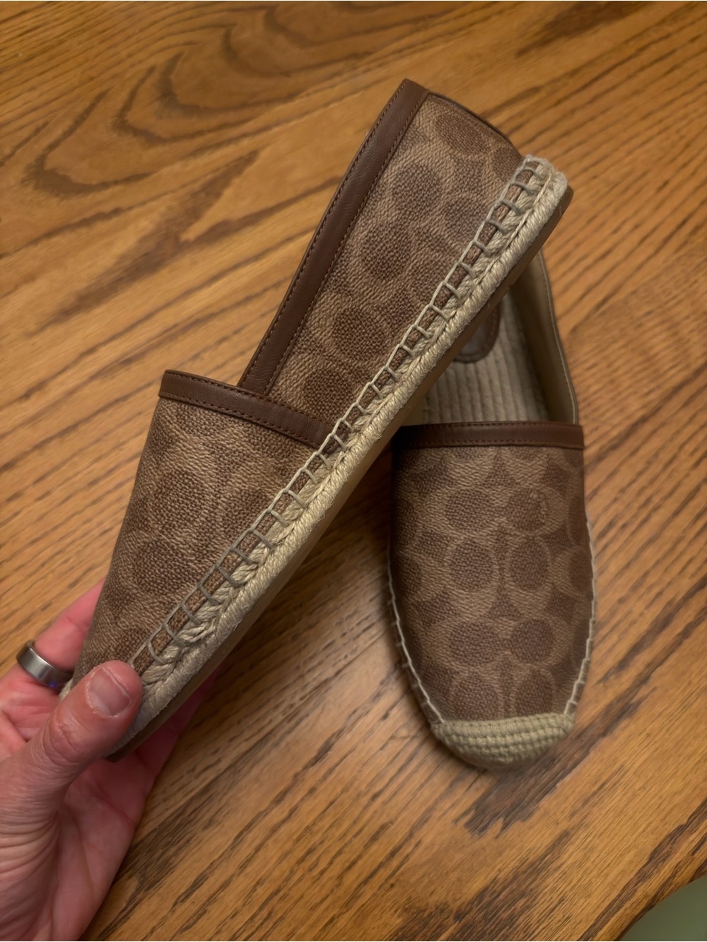 Coach Collins Espadrille Flats in Signature Brown Canvas